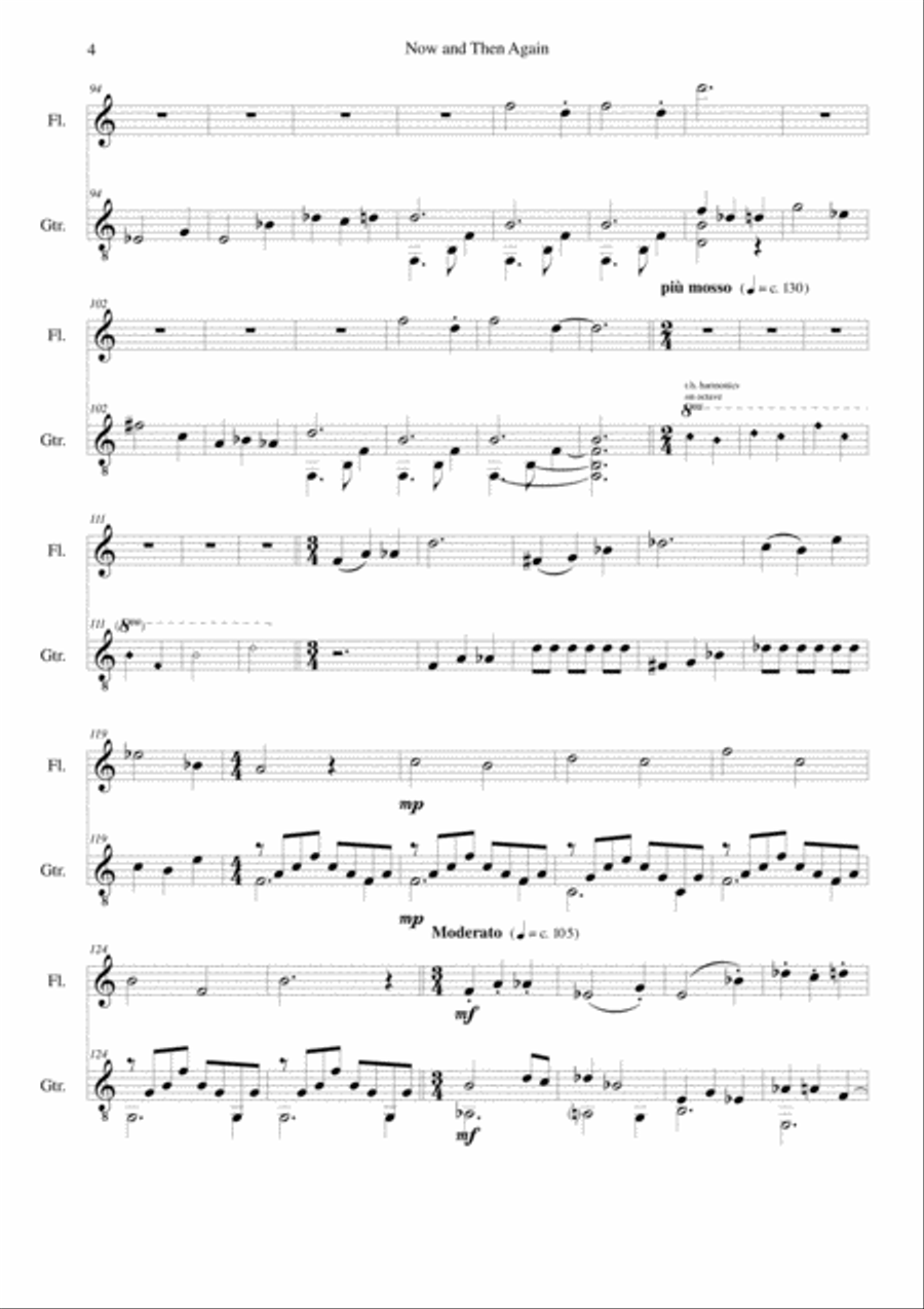 Now and then again for flute and guitar Flute scores gallery preview page 4