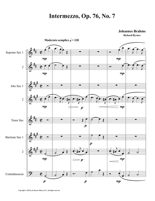 Intermezzo, Op. 76, No. 7 (Saxophone Septet + Contrabassoon)