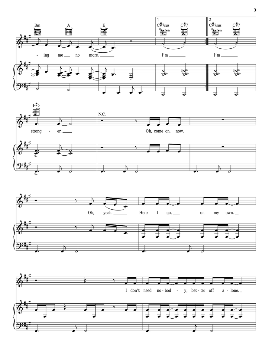 Stronger Piano, Vocal, Guitar scores gallery preview page 3
