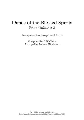 Book cover for Dance of the Blessed Spirits arranged for Alto Saxophone and Piano