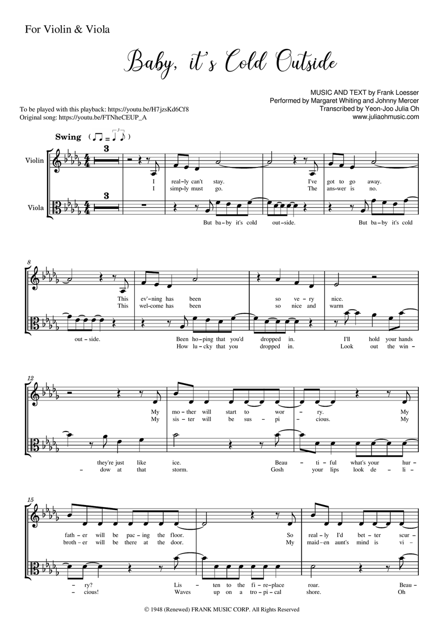 Baby, It's Cold Outside String Duet scores gallery preview page 1