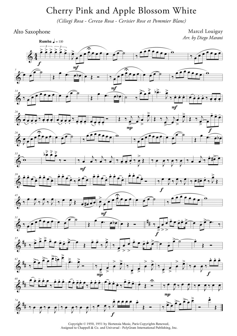 Cherry Pink And Apple Blossom White Saxophone Quartet scores gallery preview page 1