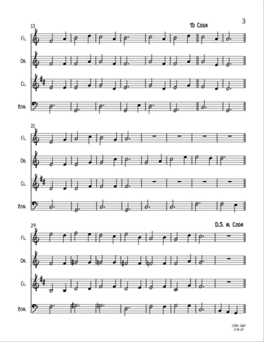 The Chipmunk Song Woodwind Quartet scores gallery preview page 3