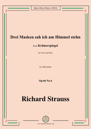 Book cover for Richard Strauss-Drei Masken sah ich am Himmel stehn,in a flat minor,Op.66 No.4