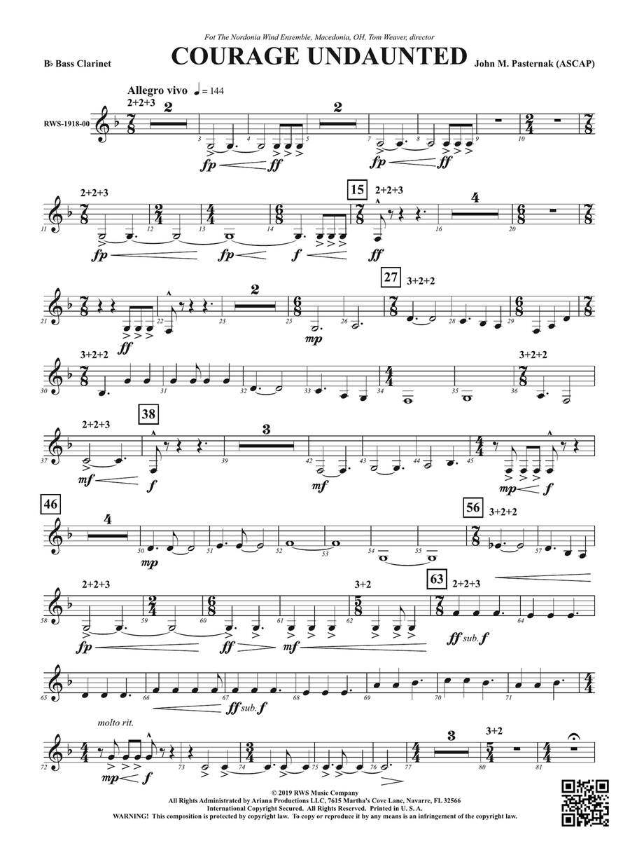 Courage Undaunted: B-flat Bass Clarinet Bass Clarinet scores gallery preview page 1