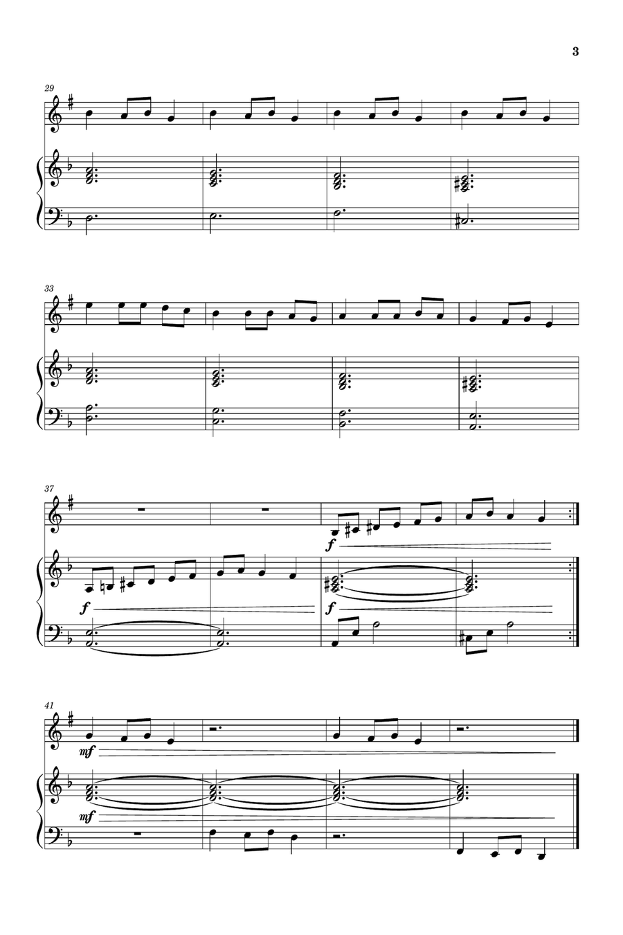 Carol of the Bells for Trumpet in Bb and Piano (Very Easy - Beginner) in D minor B-Flat Trumpet scores gallery preview page 3