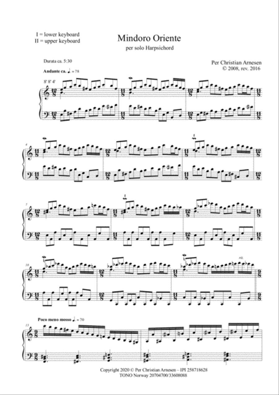 Mindoro Oriente per solo Harpsichord Harpsichord scores gallery preview page 2