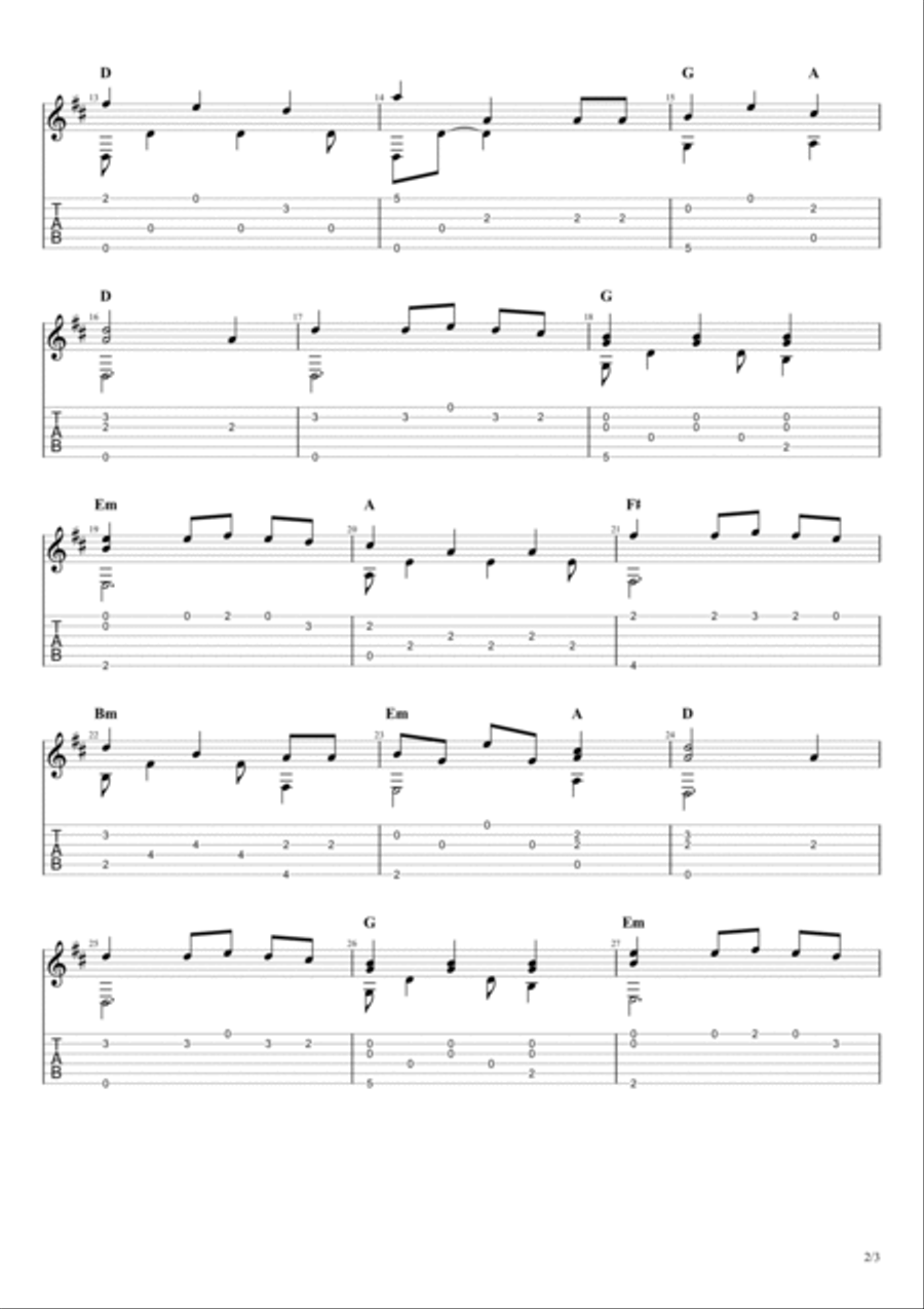 We Wish You a Merry Christmas Guitar Tablature scores gallery preview page 2
