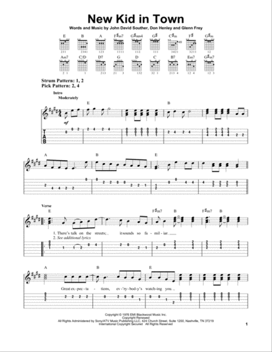 New Kid In Town Acoustic Guitar scores gallery preview page 1