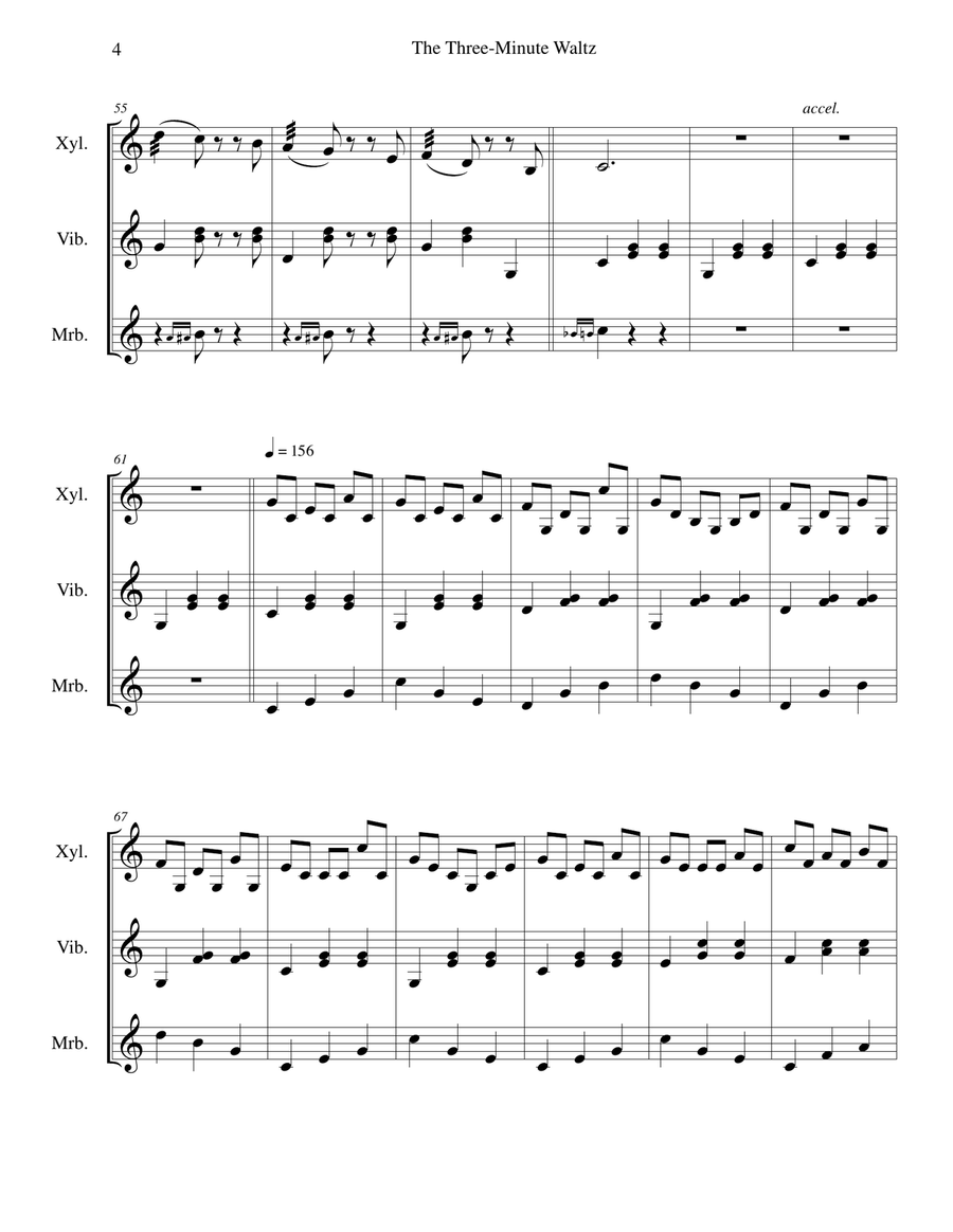 The Three-Minute Waltz - for mallet keyboard percussion trio Percussion Ensemble scores gallery preview page 4