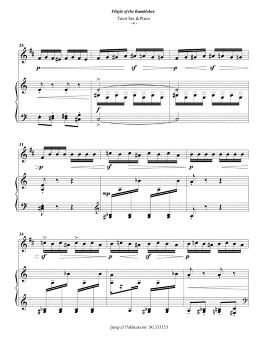 Korsakov: Flight of the Bumblebee for Tenor Sax & Piano image number null