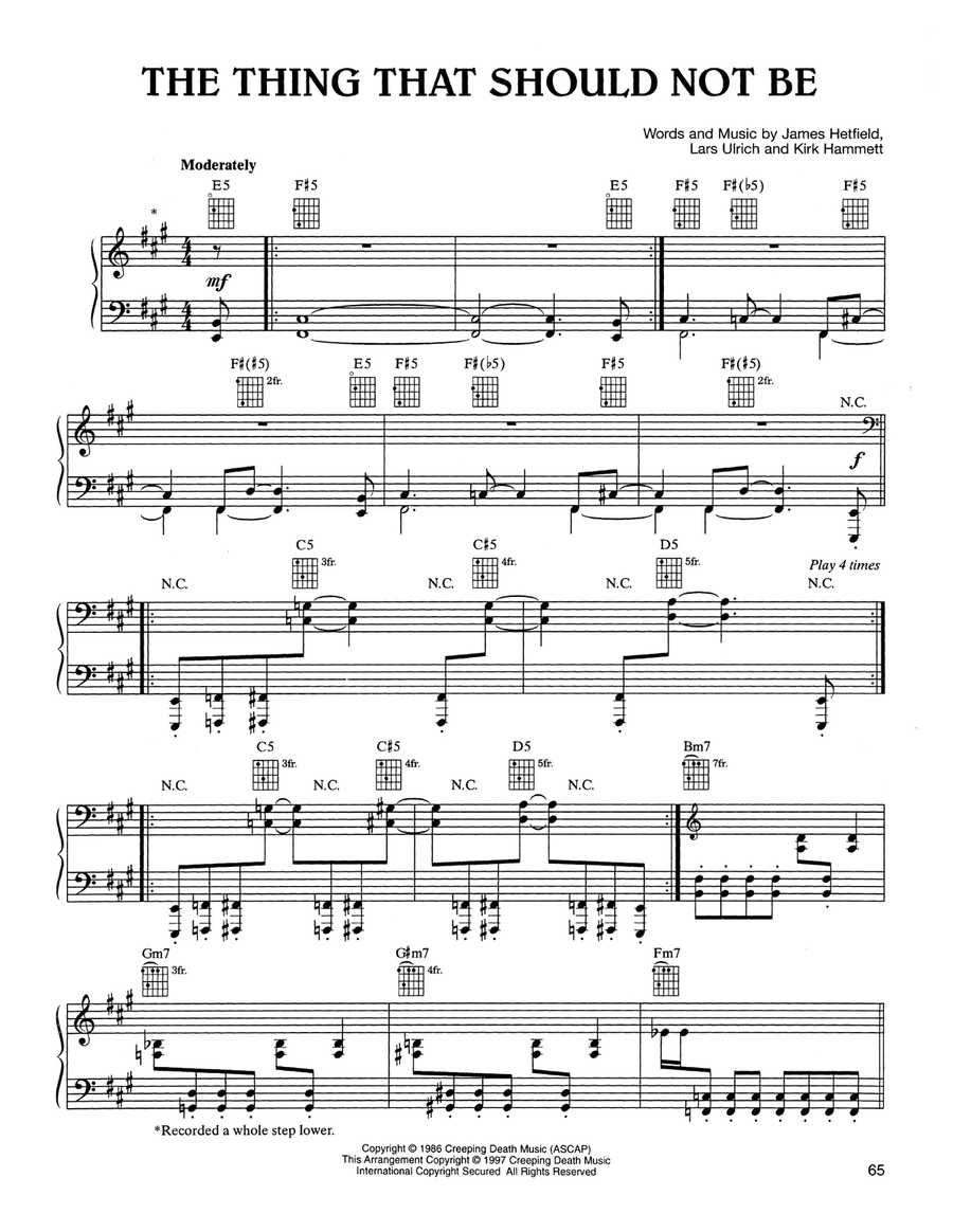 The Thing That Should Not Be Piano, Vocal, Guitar scores gallery preview page 1