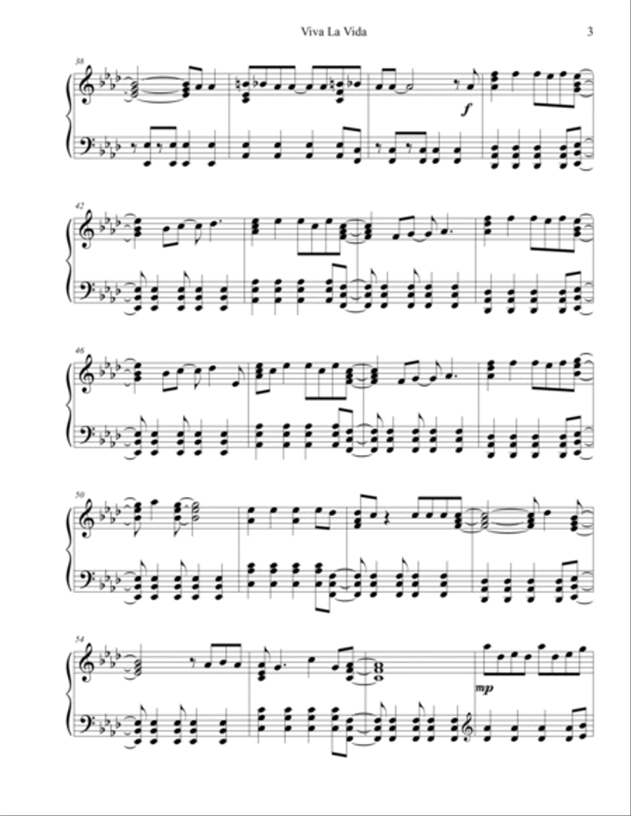 Viva La Vida Piano Solo scores gallery preview page 3
