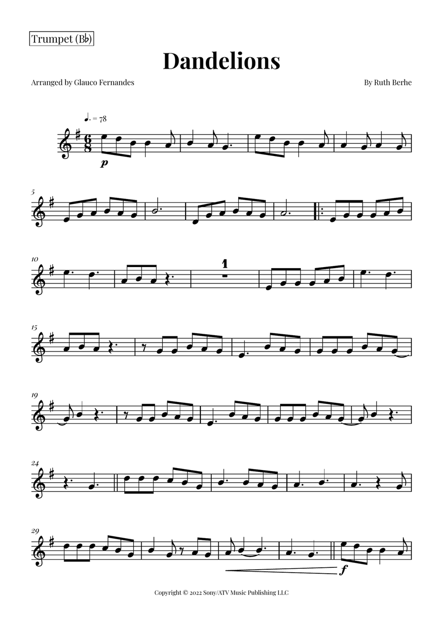 Dandelions Brass Ensemble scores gallery preview page 4