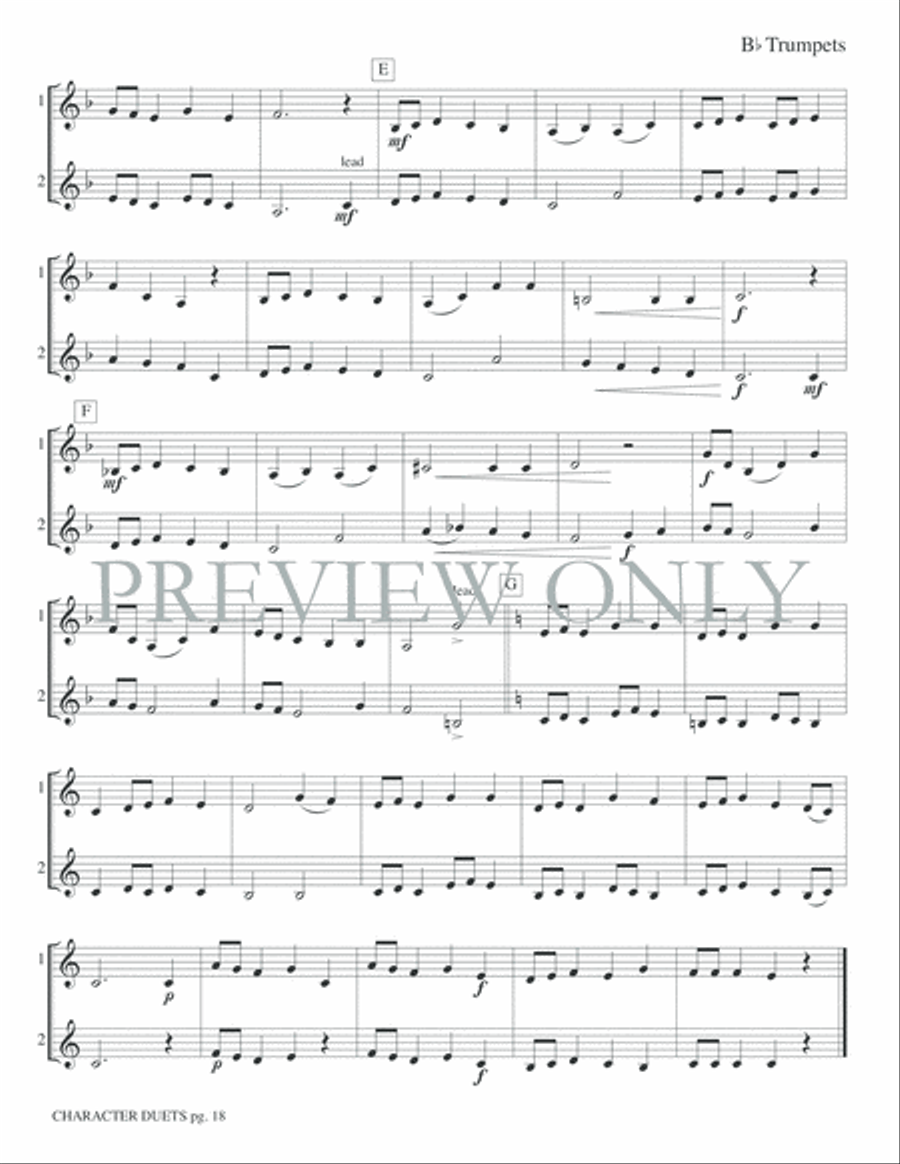 Just for Two -- Character Duets Trumpet Duet scores gallery preview page 20