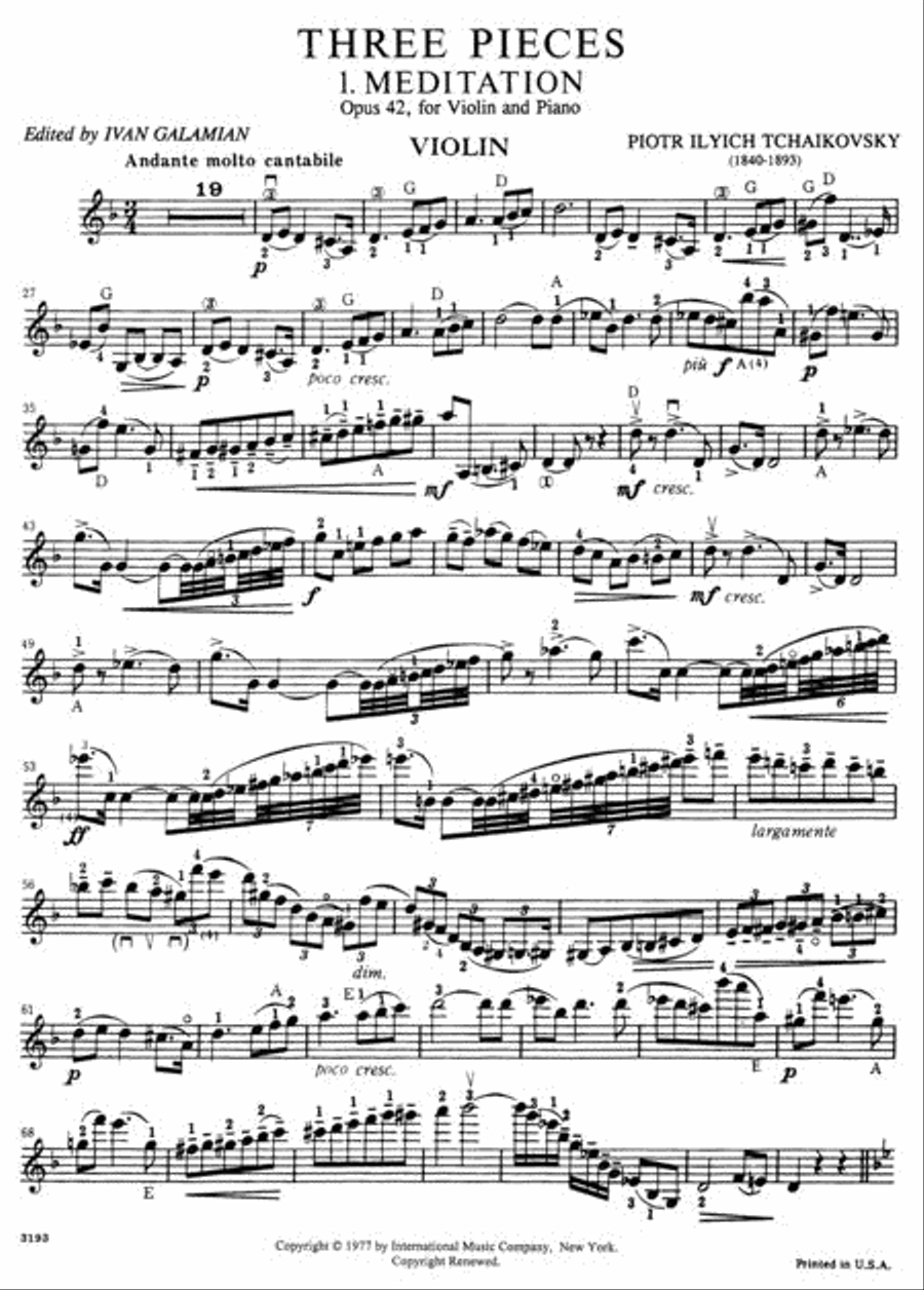 Souvenir D'un Lieu Cher, Op. 42 (Three Pieces: Meditation; Scherzo; Melody) Violin Solo scores gallery preview page 2