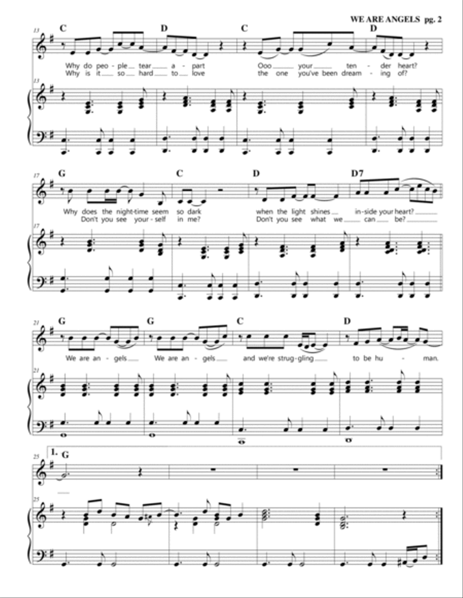 We Are Angels Unison Choir scores gallery preview page 2