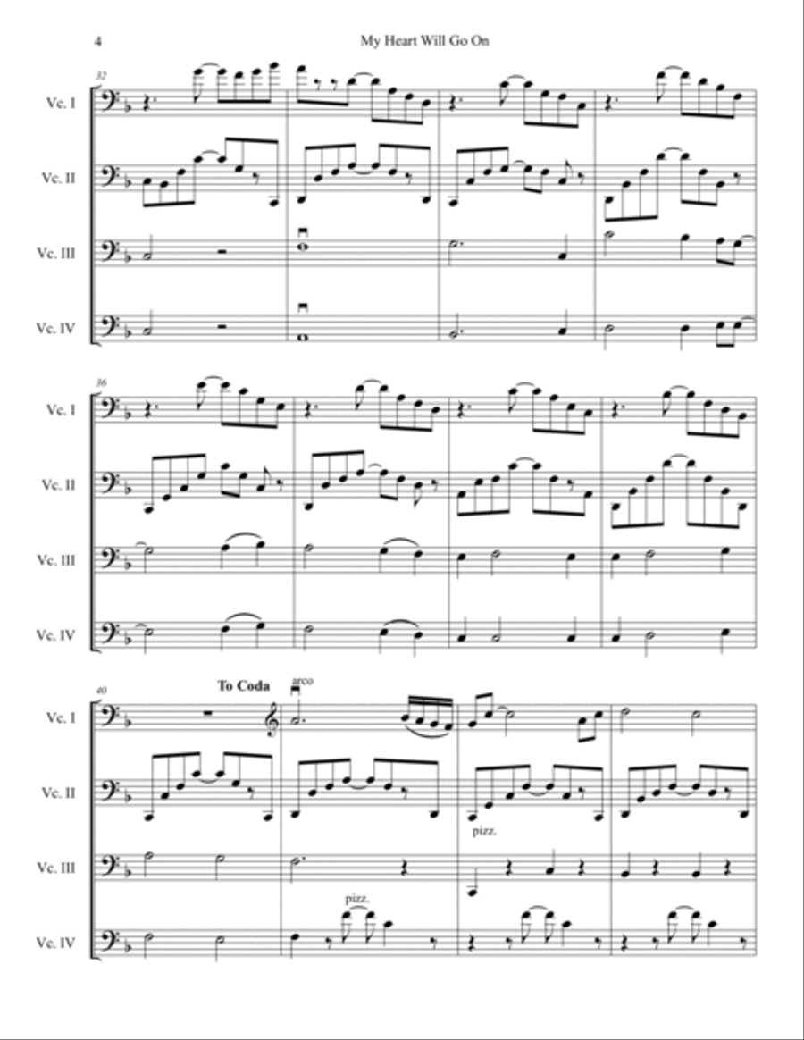My Heart Will Go On (love Theme From 'titanic') String Quartet scores gallery preview page 4