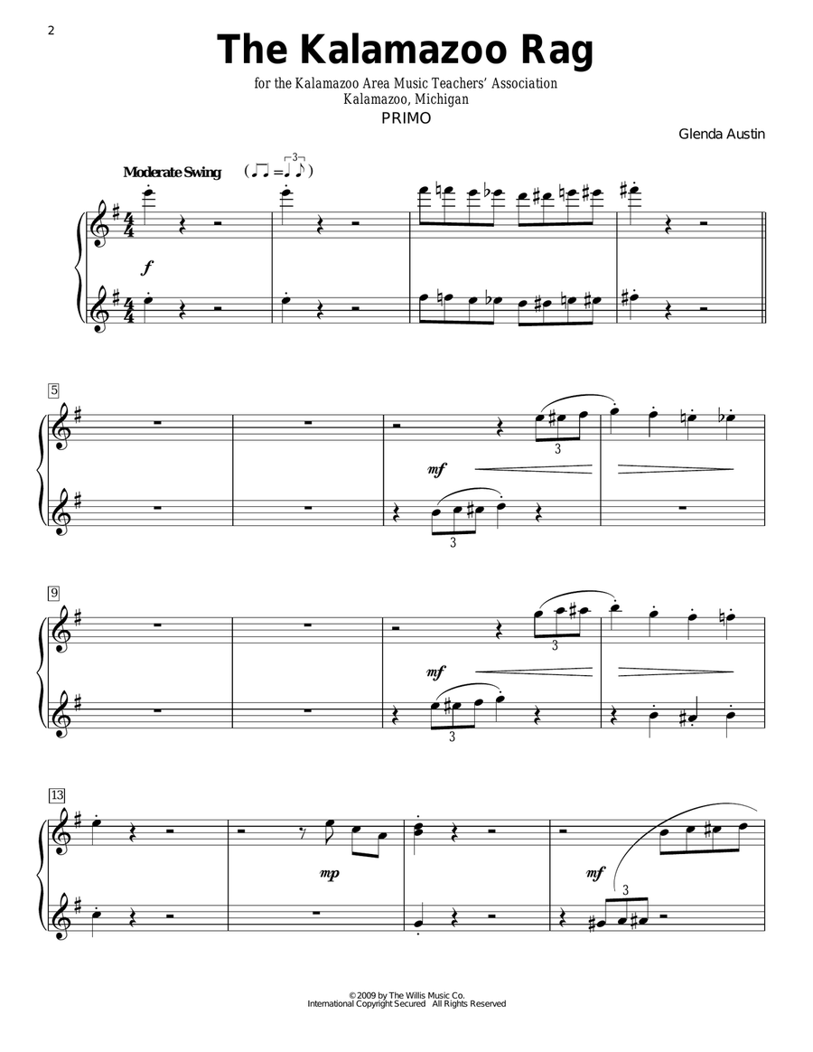 The Kalamazoo Rag Piano Duet scores gallery preview page 2