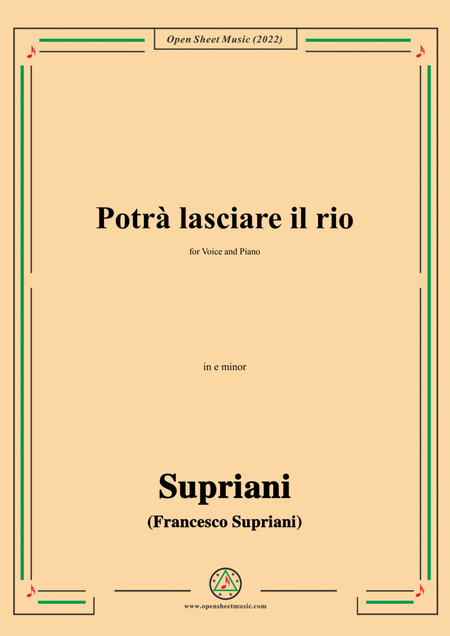 Supriani-Potrà lasciare il rio,in e minor,for Voice and Piano Voice Solo scores gallery preview page 1