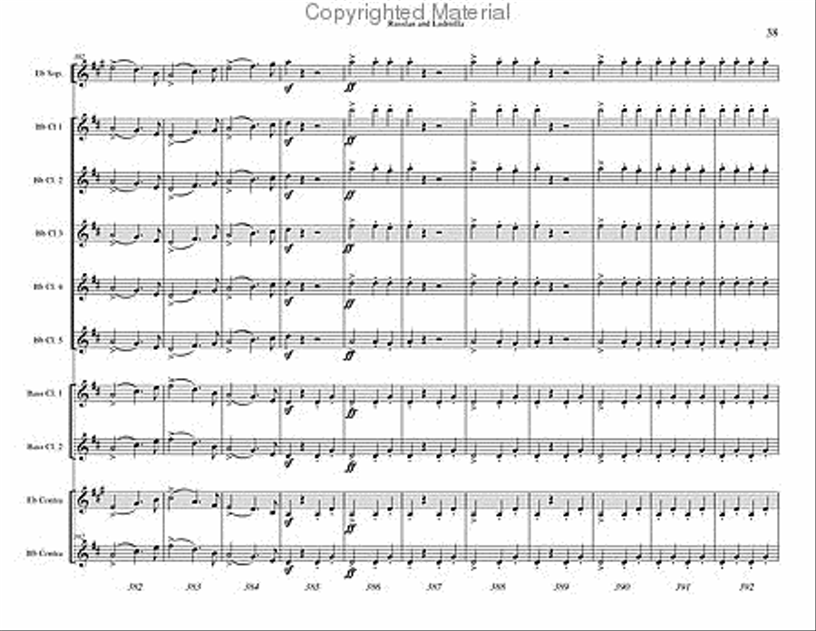 Russlan and Ludmilla Overture Clarinet Choir scores gallery preview page 39