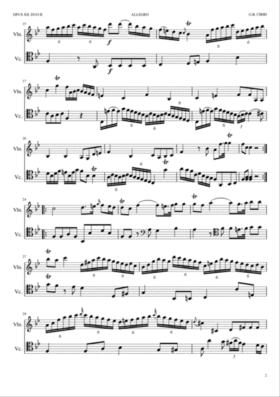 Allegro, DUO II for Violin and Cello. Opus XII Chamber Orchestra scores gallery preview page 2
