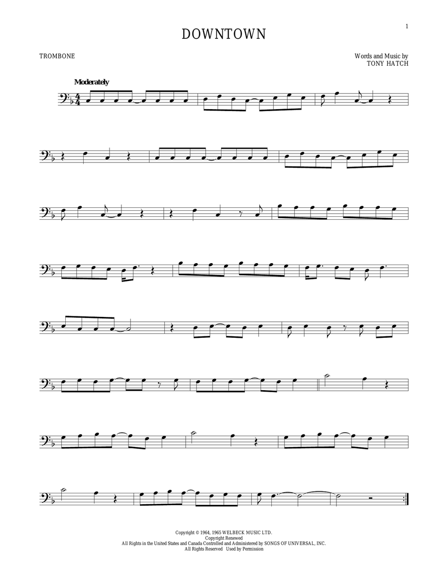 Downtown Downtown Trombone Solo scores gallery preview page 1