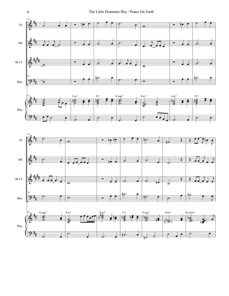 Peace On Earth Woodwind Quartet scores gallery preview page 4
