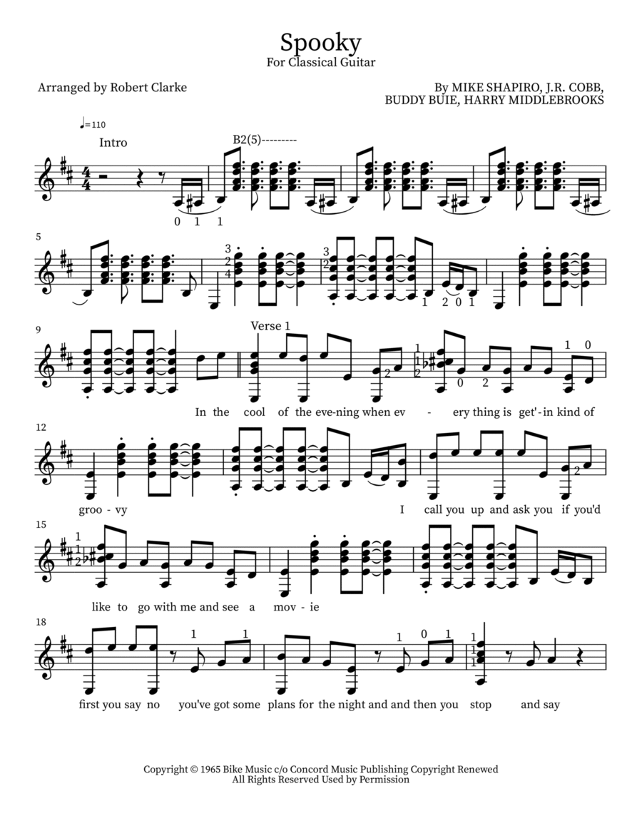 Spooky Acoustic Guitar scores gallery preview page 1