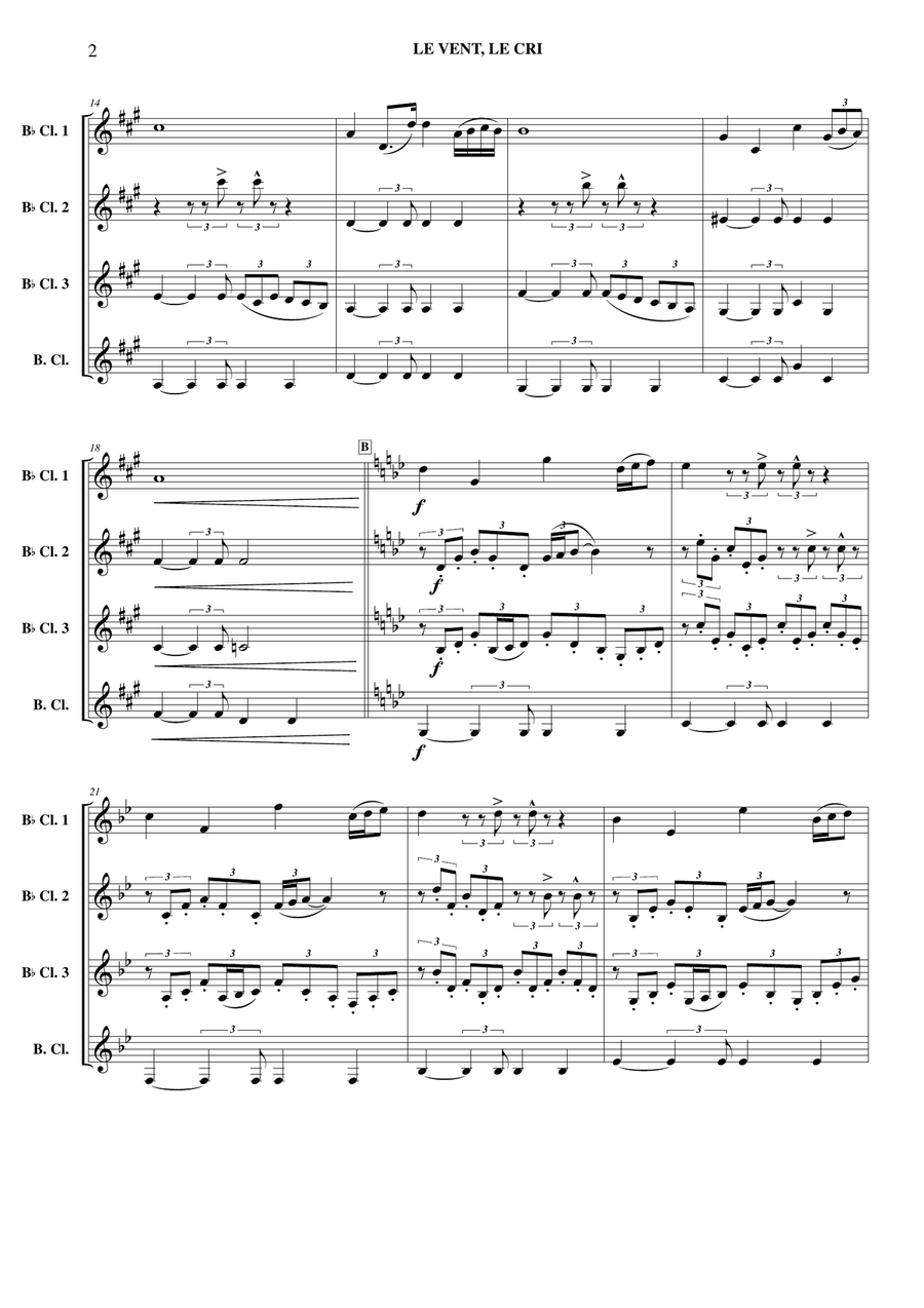 Le Vent, Le Cri Clarinet Quartet scores gallery preview page 3
