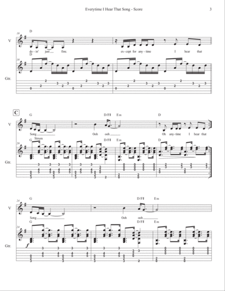 Every Time I Hear That Song Guitar scores gallery preview page 3