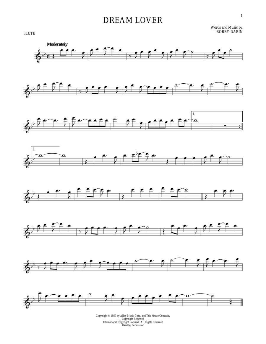 Dream Lover Dream Lover Flute Solo scores gallery preview page 1