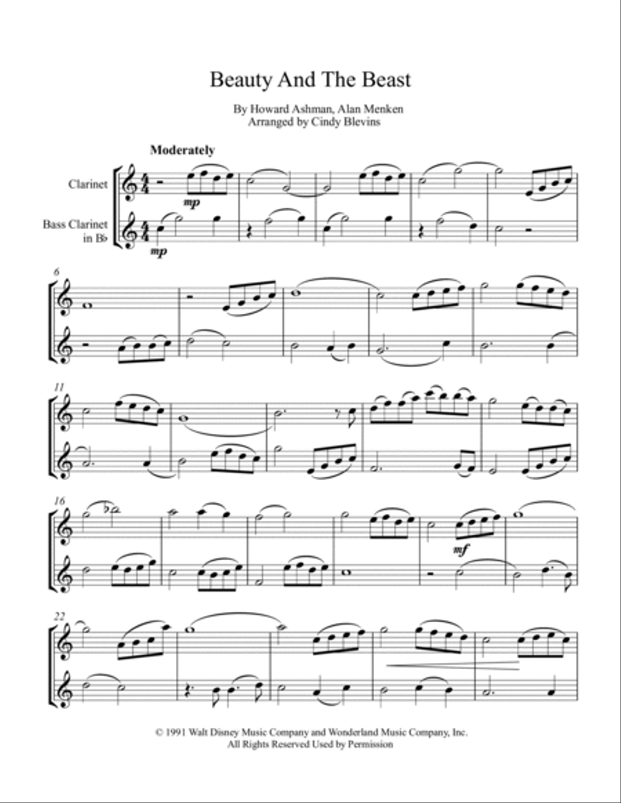 Beauty And The Beast Clarinet Duet scores gallery preview page 2