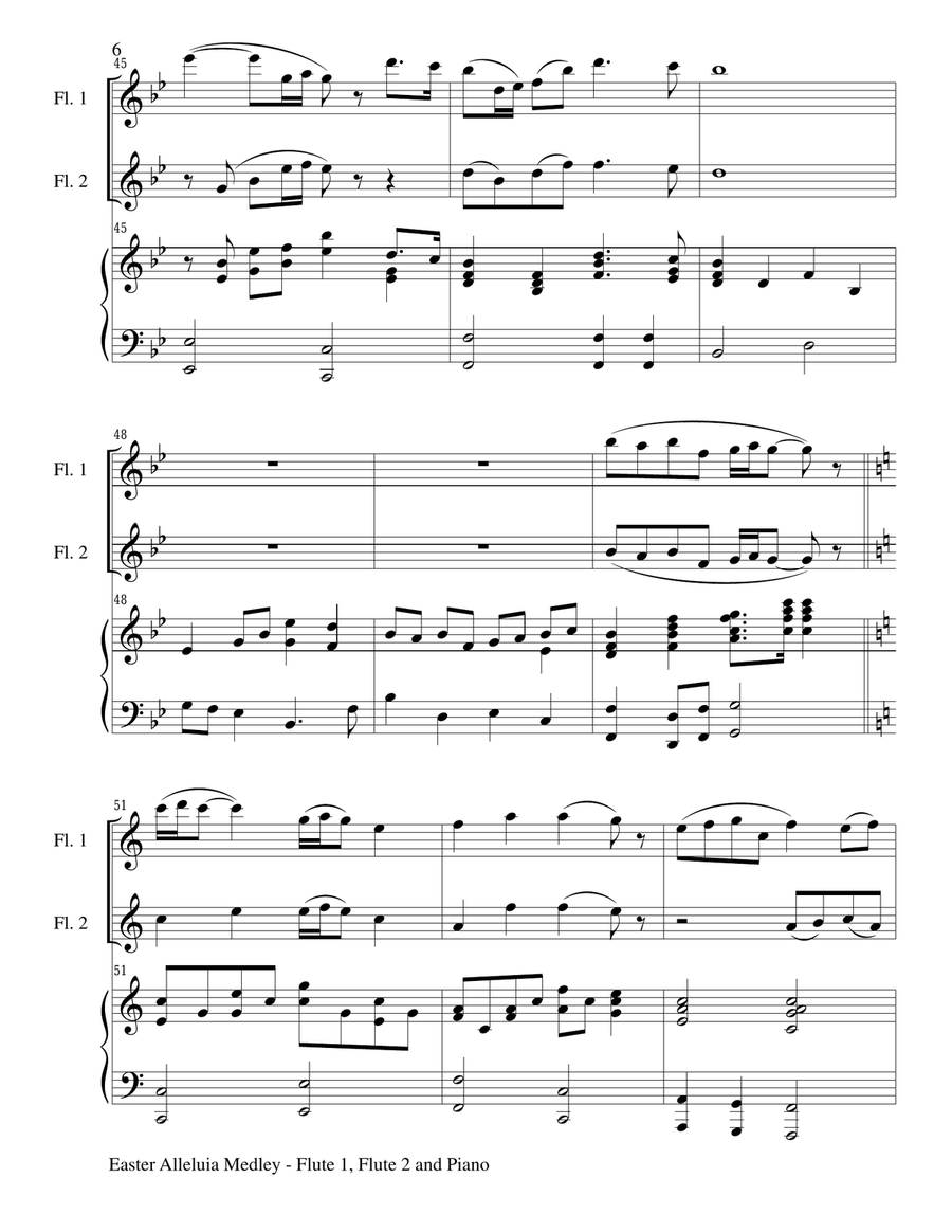 EASTER ALLELUIA MEDLEY (Trio – Flute 1, Flute 2/Piano) Score and Parts image number null