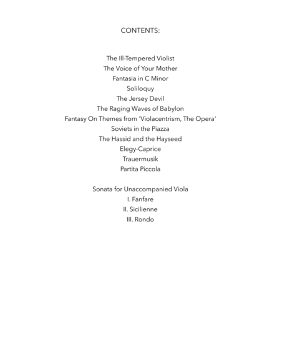 Twelve Character Pieces for Solo Viola and Sonata for Unaccompanied Viola Viola Solo scores gallery preview page 2