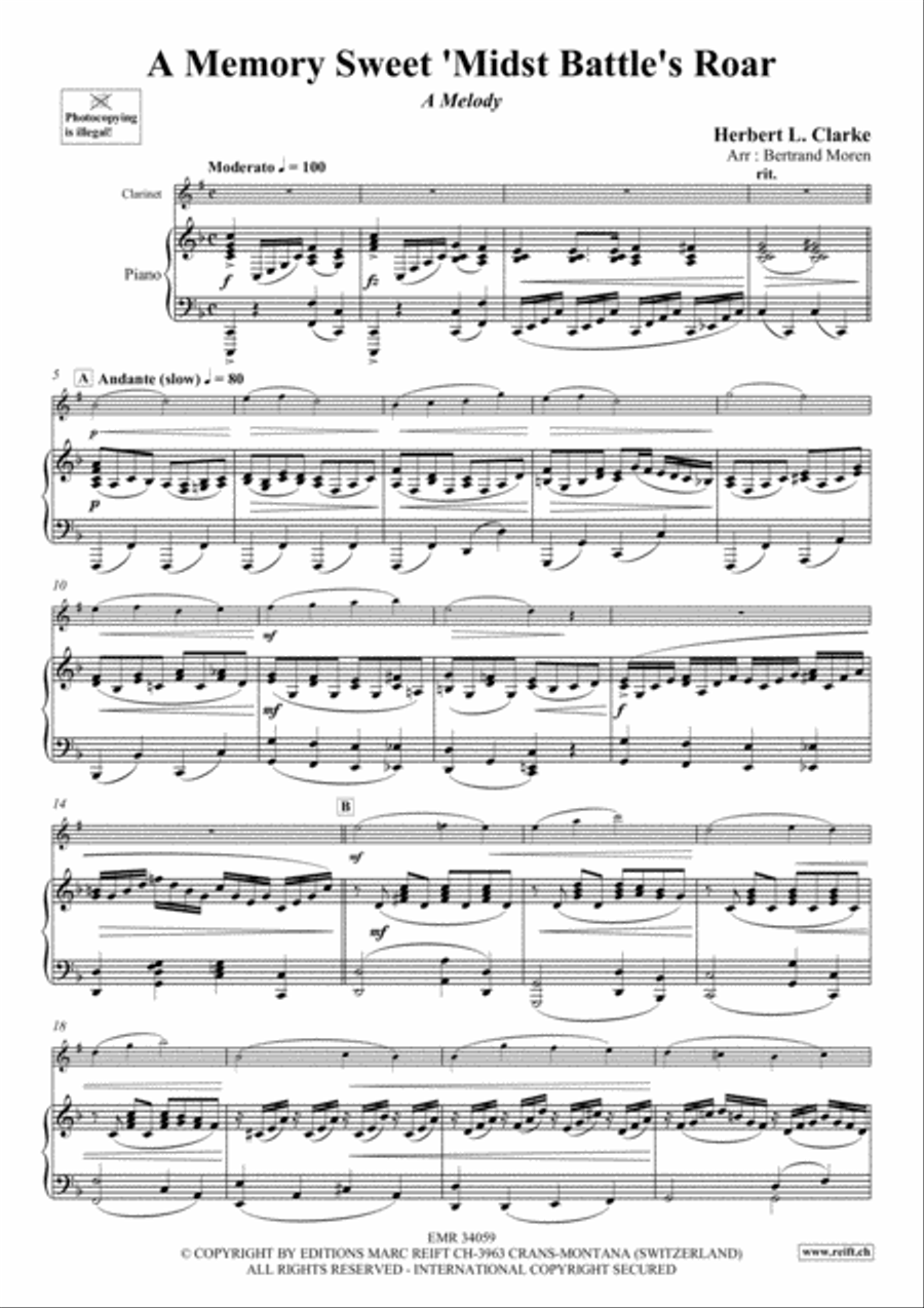 A Memory Sweet 'Midst Battle's Roar Clarinet Solo scores gallery preview page 3