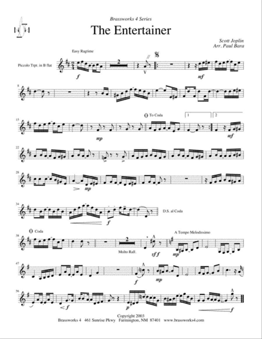 The Entertainer Brass Quintet scores gallery preview page 4