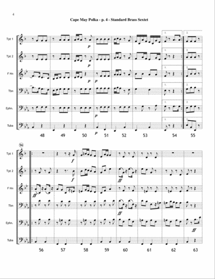 Cape May Polka - Brass Sextet from the Civil War Brass Ensemble scores gallery preview page 6