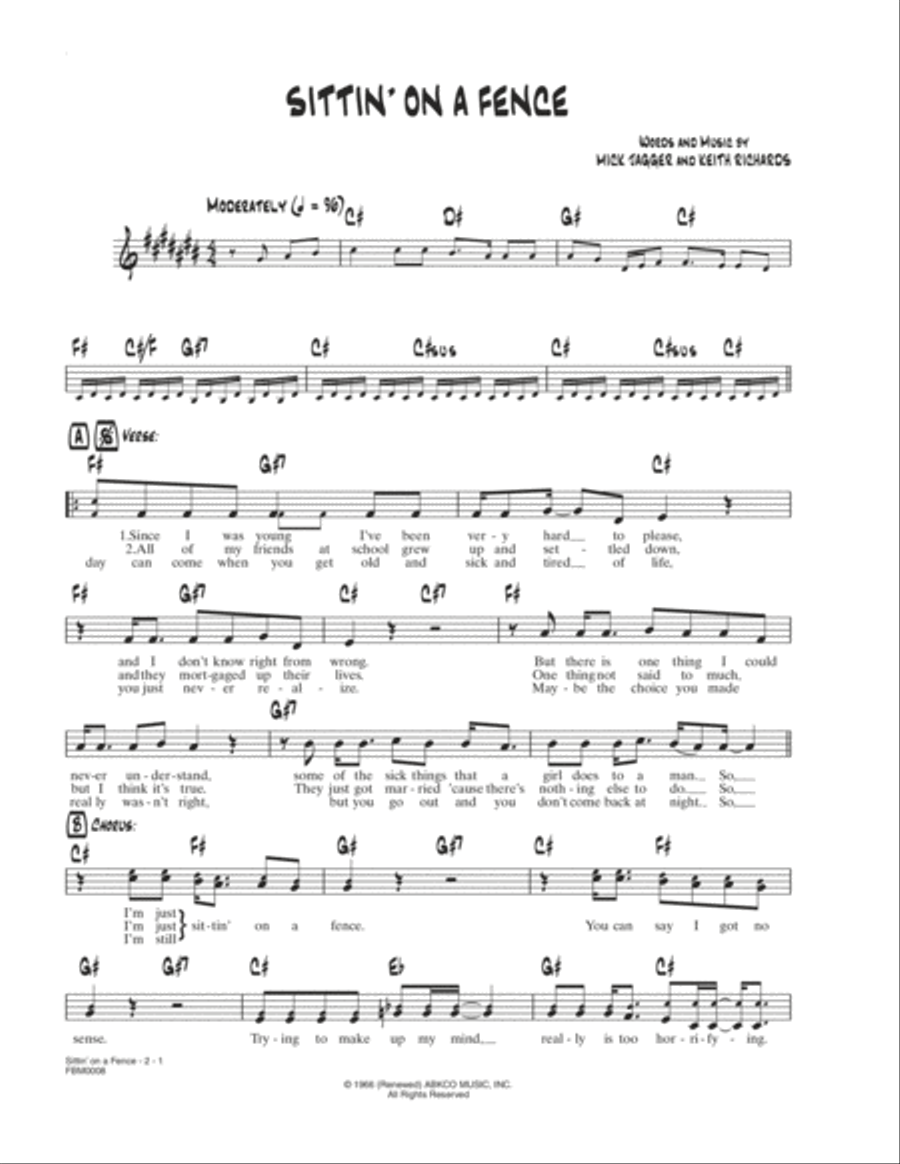 Sittin' on a Fence Sittin' on a Fence School and Community scores gallery preview page 1