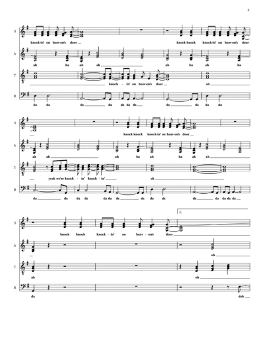 Knockin' On Heaven's Door Choir scores gallery preview page 3