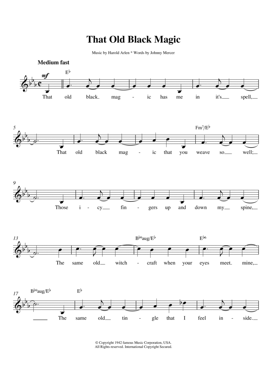That Old Black Magic Piano scores gallery preview page 1