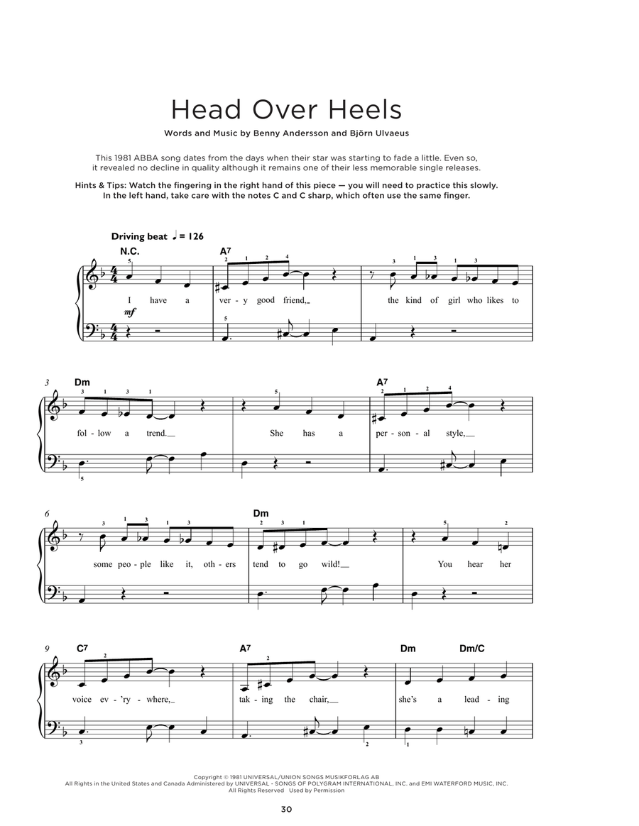 Head Over Heels Head Over Heels Easy Piano scores gallery preview page 1