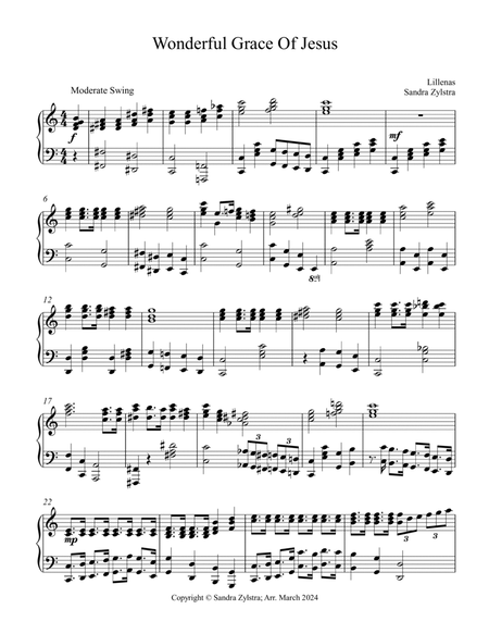 Wonderful Grace Of Jesus (late intermediate piano solo) image number null