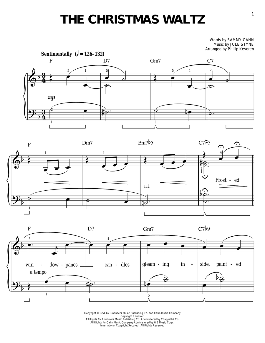 The Christmas Waltz [Jazz version] (arr. Phillip Keveren) Easy Piano scores gallery preview page 1