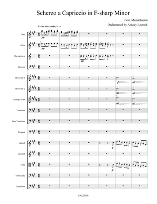 F. Mendelssohn - Scherzo a Capriccio in F sharp minor, Orchestrated by A. Leytush - Score Only