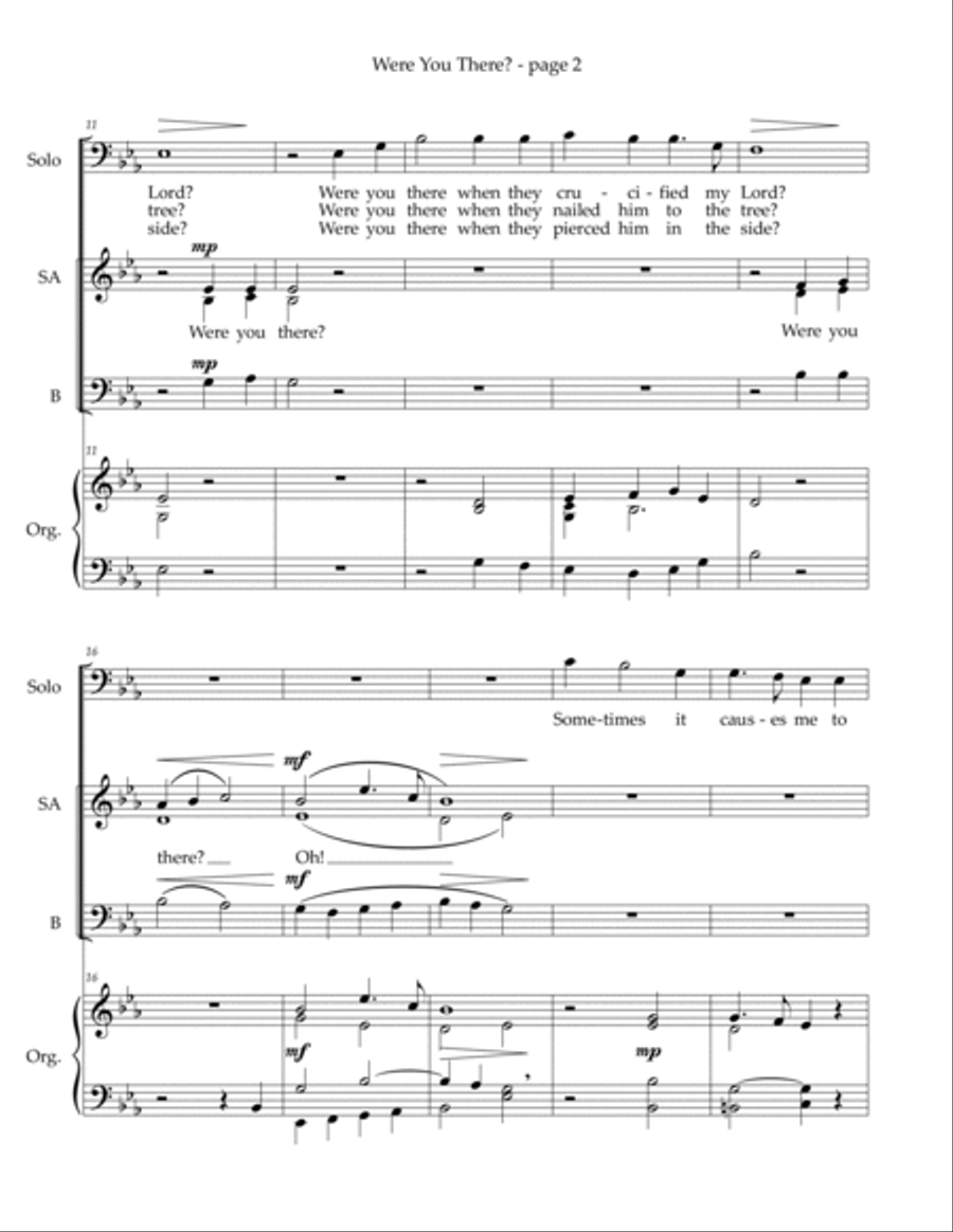 Were You There (When They Crucified My Lord)? — baritone solo, SAB voices, organ image number null
