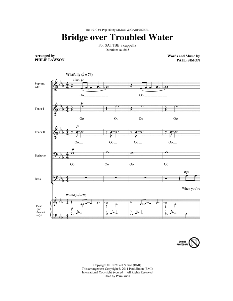 Bridge Over Troubled Water 4-Part scores gallery preview page 1