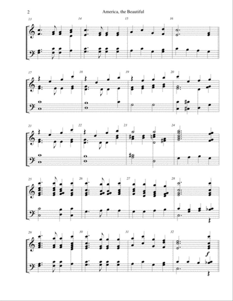 America, the Beautiful (O Beautiful for Spacious Skies) - for 3-octave handbell choir 3-Octaves scores gallery preview page 2