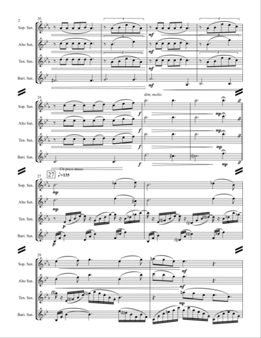 Clair de Lune (for Saxophone Quartet SATB) Saxophone Quartet scores gallery preview page 3