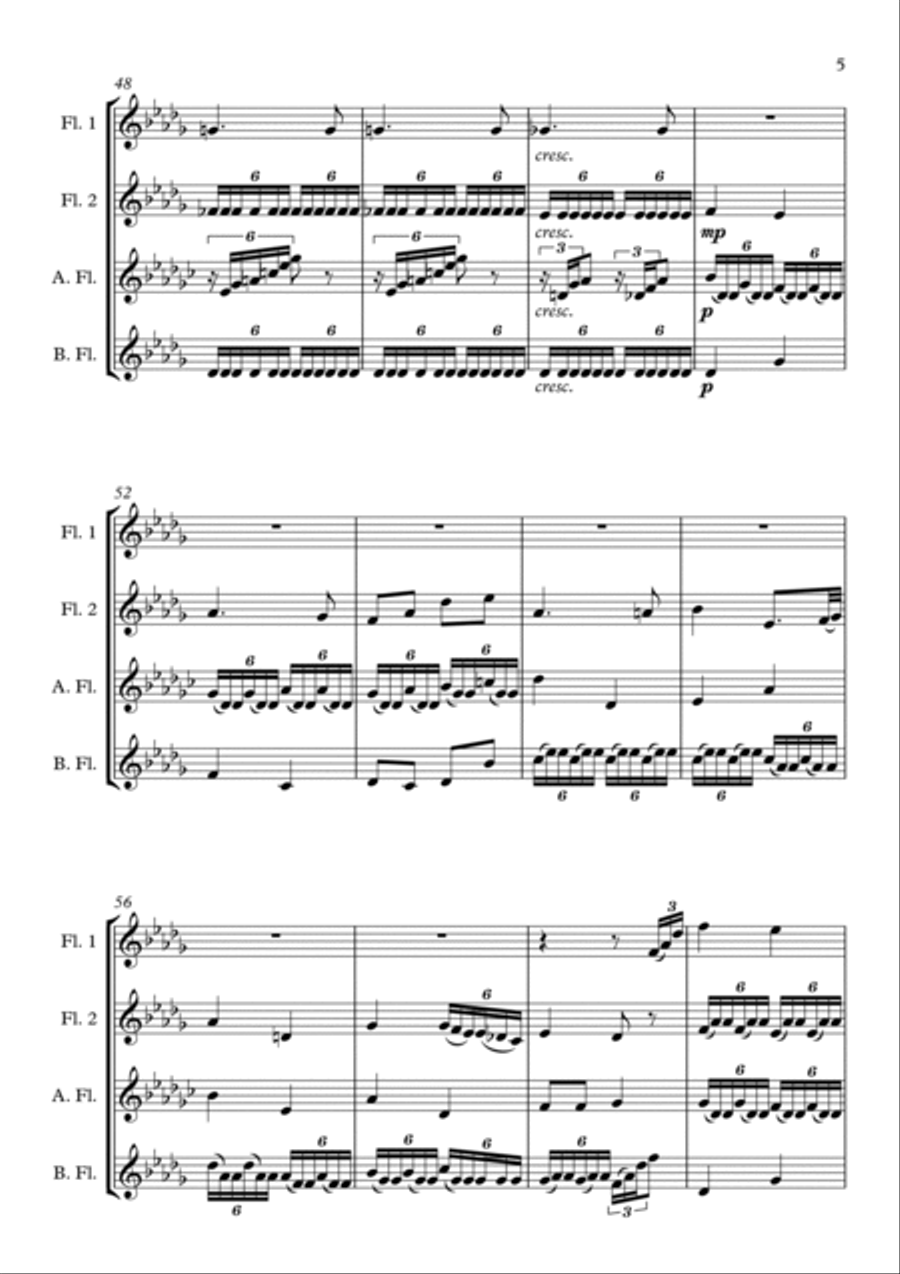 Adagio from Piano Sonata in C minor, Op. 13 Flute Solo scores gallery preview page 5